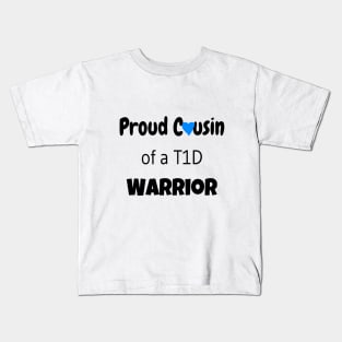 Proud Cousin - Black Text - Blue Heart Kids T-Shirt